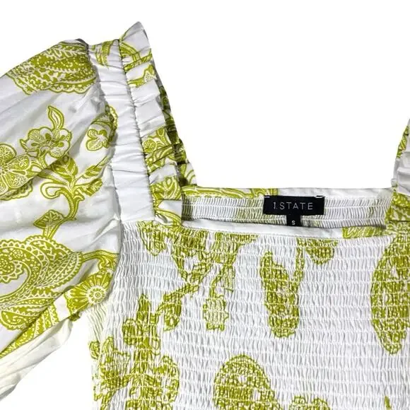 Revolve x 1State Puff Sleeve Smocked Paisley Mini Dress - S - Picture 4 of 5